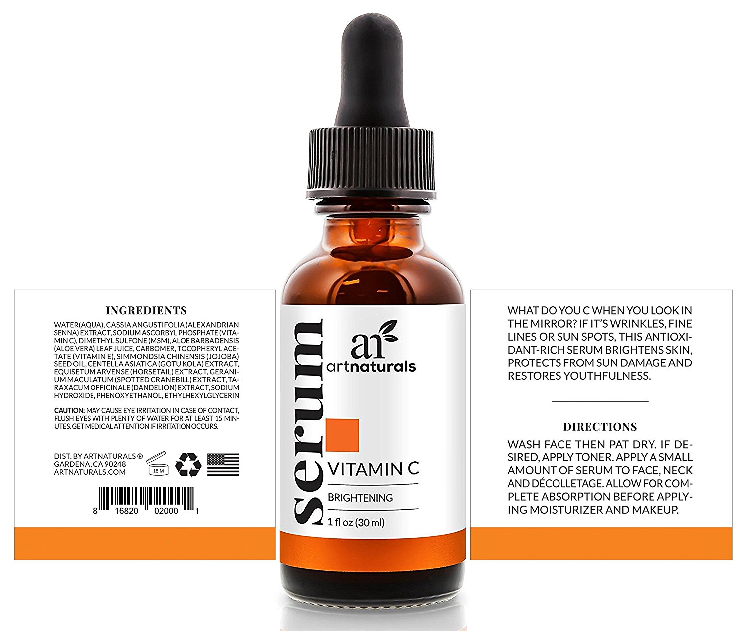 ArtNaturals, 20 Vitamin C Serum 1.0 oz & 2.5 Vitamin A
