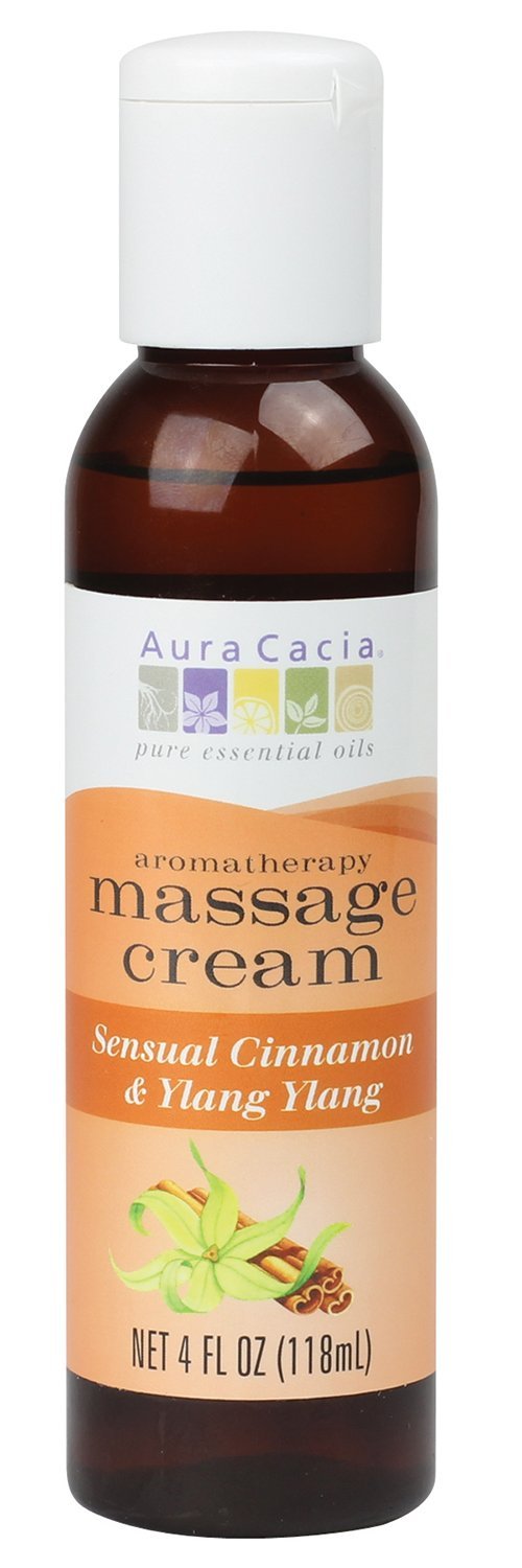 Aura Cacia, Aromatherapy Massage Cream, Cinnamon Ylang Ylang - 4 fl oz