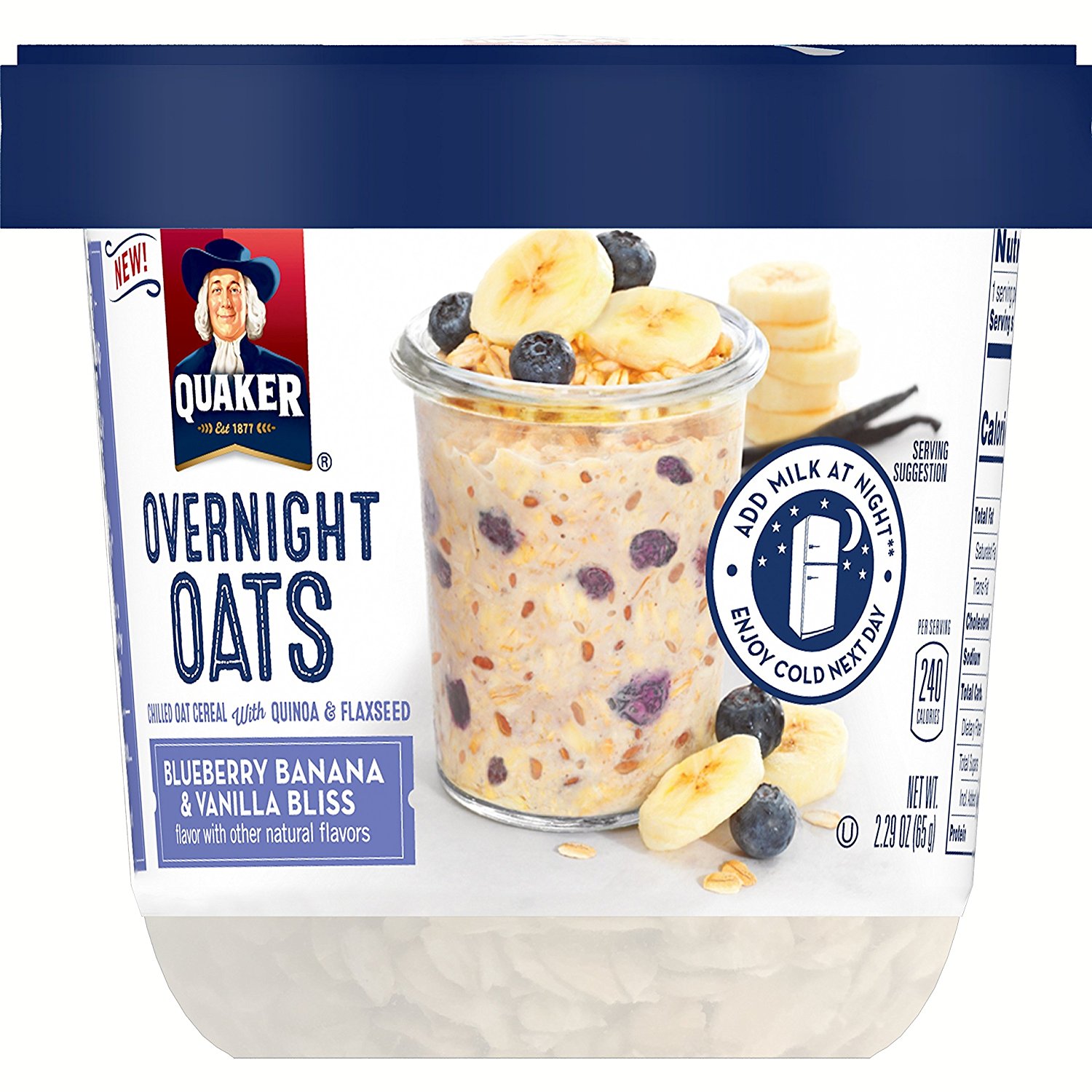 Quaker, Overnight Oats, Chilled Oat Cereal - 2.57 oz (73 g) *Select Flavor